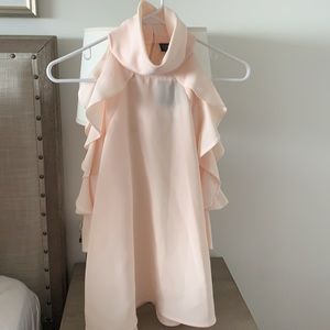 Topshop Cold Shoulder Ruffle Blouse